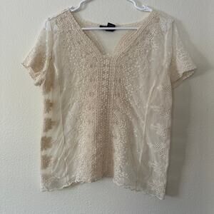 Vintage It's Pink Womens Delicate Embroidered Top Size XL Y2K Lace Boho Coquette